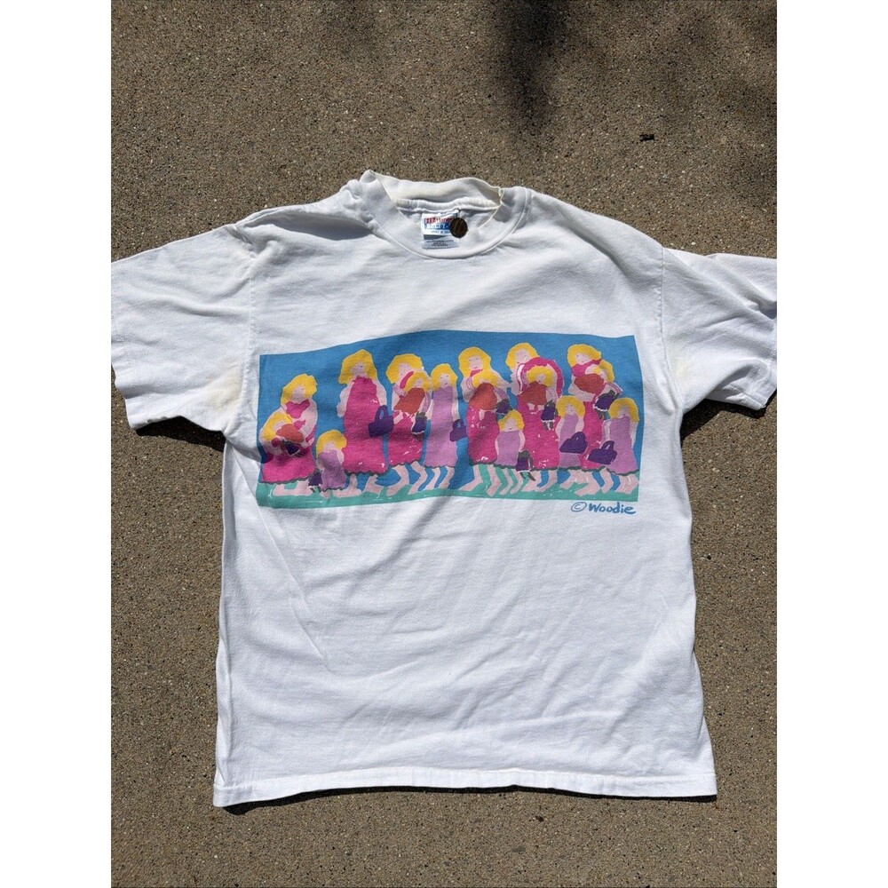 Vintage Hanes Beefy Women And Children Art By Woodie M White Single Stitch Shirt